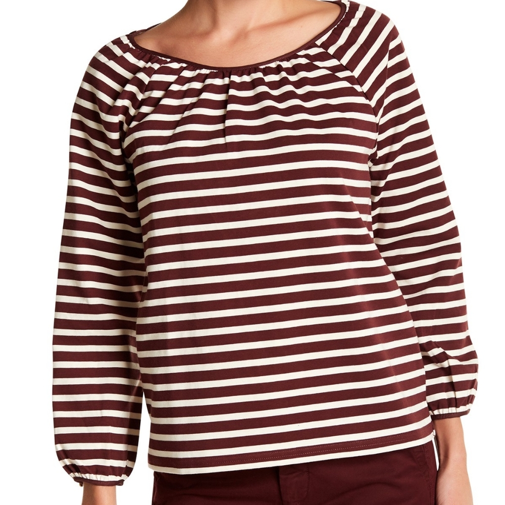 J. CREW Structured Stripe Keyhole Blouse M.